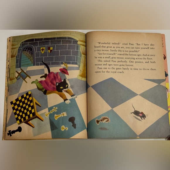 Vintage 1959 Little Golden Book - Puss in Boots Charles Perrault “B” - Picture 13 of 16